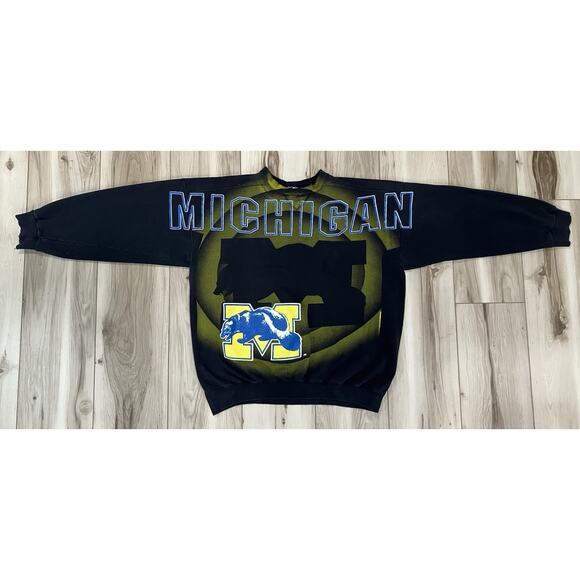 🔥90s Vintage Michigan Wolverines Cross Script Crewneck Sweatshirt Size XL Grail - Picture 1 of 16